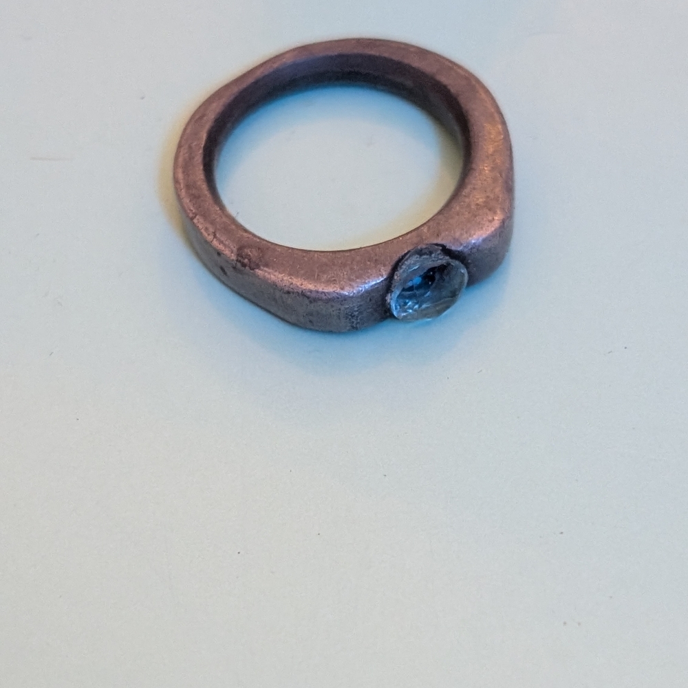 Navajo Boho Carbon Blue Silver Ring
